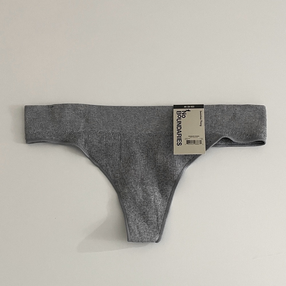 Ribbed Thong Gray Fitted